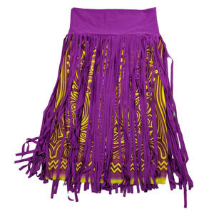 Vintage Jean Paul Gaultier Fuzzi Soleil Festival Skirt Yellow with Purple Fringe